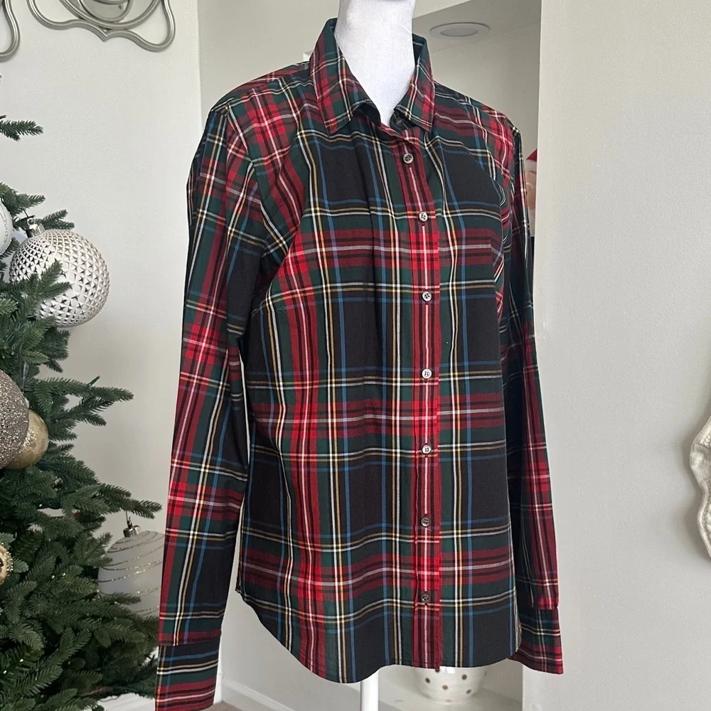 J. Crew Women's Plaid Button Down Shirt - Red, Black, and Blue - Picture 2 of 5
